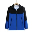 thumbnail image 2 of XPMWRP Women's Color Blocked Windproof Jacket Long Sleeved Zipper Casual Lapel Coats Warm Winter Trendy Clothes with Pockets Blue XXXXL, 2 of 6