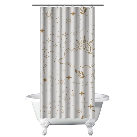 Gothic Shower Curtain - Dark Celestial Moon & Star Print, Mystical Cosmic Theme Bath Decor, Waterproof Polyester, 36"Wx72"L, Goth Aesthetic Gift