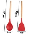 thumbnail image 2 of Los utensilios de cocina antiadherentes del silicón fijaron con la manija de madera dura natural del acacia, 2 pedazos, sin BPA, 2 of 5