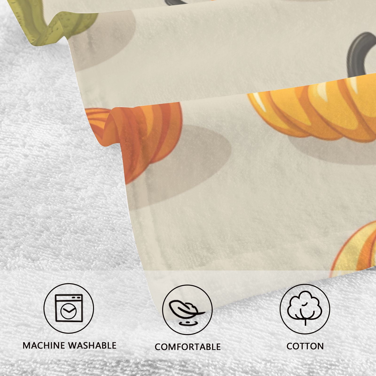 Cute Pumpkins Hand Towels Cotton Bath Towels Large Face Towels Absorbent for Bathroom 2 Packs