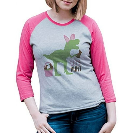 7 ate 9 Apparel Women s Happy Easter Shirts – Easter Bunny Dinosaur Pink Shirt XL