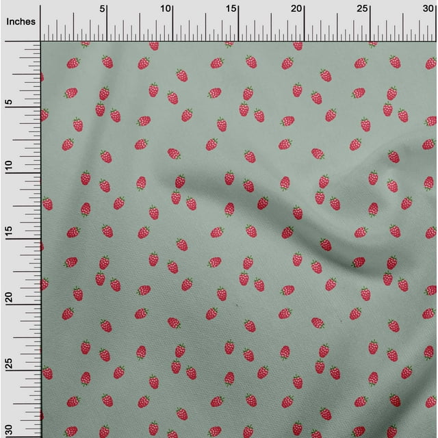oneOone Georgette Viscose Fabric Raspberry Fruit Printed Craft Fabric BTY 42 Inch Wide