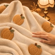 Guvpev Halloween Flannel Throw Blanket, 39.4" x 27.6" Soft Plush 3D Pumpkin Printed Decorative Blanket for Couch, Bed, Travel, Living Room, Cozy Fall Holiday Home Accent