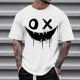 thumbnail image 1 of Blusas y camisas de manga corta con cuello redondo para hombre, blusas casuales de verano a la moda con cuello redondo y estampado para hombre., 1 of 4