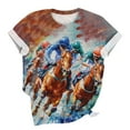 thumbnail image 4 of Youyipin Womens Tops Retro Horse Equestrian Clothing Equestrianism Equestrian T-Shirt Basic Tees Graphic Tees For Women, 4 of 5