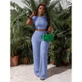 thumbnail image 3 of AURA Womens Plus Size Two Piece Outfit Wrinkled Strap Top and Pants Set Casual Summer Bigsize Matching Set, 3 of 6