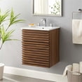 thumbnail image 2 of Modway Render 18" Modern Wood Wall-Mount Bathroom Vanity in Walnut/White, 2 of 9