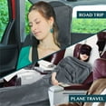 thumbnail image 6 of PAVILIA Travel Blanket and Pillow,  Arms Opening Airplane Blankets for Adults, Compact Plane Blanket with Arm Hole 2-in-1 Bag for Flight Car Camping Fit in Luggage Backpack Traveler Gift, Dark Gray, 6 of 9