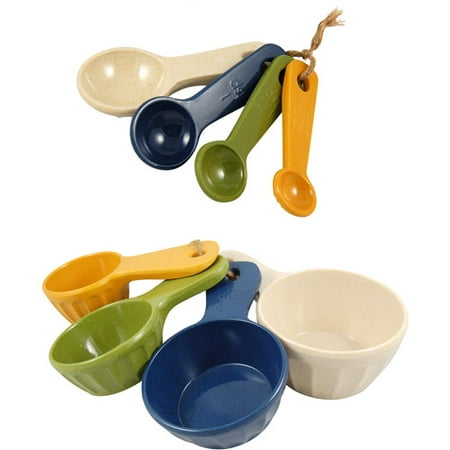 Melaboo Measuring Spoons and Cups 8-Piece Set, Assorted Sizes and Colors