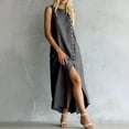 thumbnail image 7 of fheaev Women's Maxi Dress Linen Relaxed Fit Sleeveless Button Front Slit for Everyday Gray XL, 7 of 7