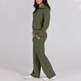 thumbnail image 3 of Fgvctg Womens Sweatsuits Set Fleece Half Zip Sweatshirts Lounge Sets 2 Piece Sweatsuits Wide Leg Sweatpant Fashion Jogger Fall Tracksuit with Pockets Army Green XL, 3 of 6
