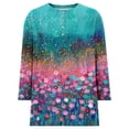 thumbnail image 5 of Enjoytime Blouses for Women Floral Printed Crewneck 3/4 Sleeve Button Down Shirt Spring Summer Trendy Business Casual Tops, 5 of 8