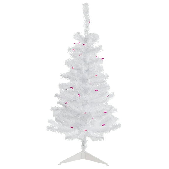3' Pre-Lit Woodbury White Pine Slim Artificial Christmas Tree Pink