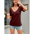 thumbnail image 2 of Women Large V-Neck Short Sleeve Bottoming Shirt, 2 of 6