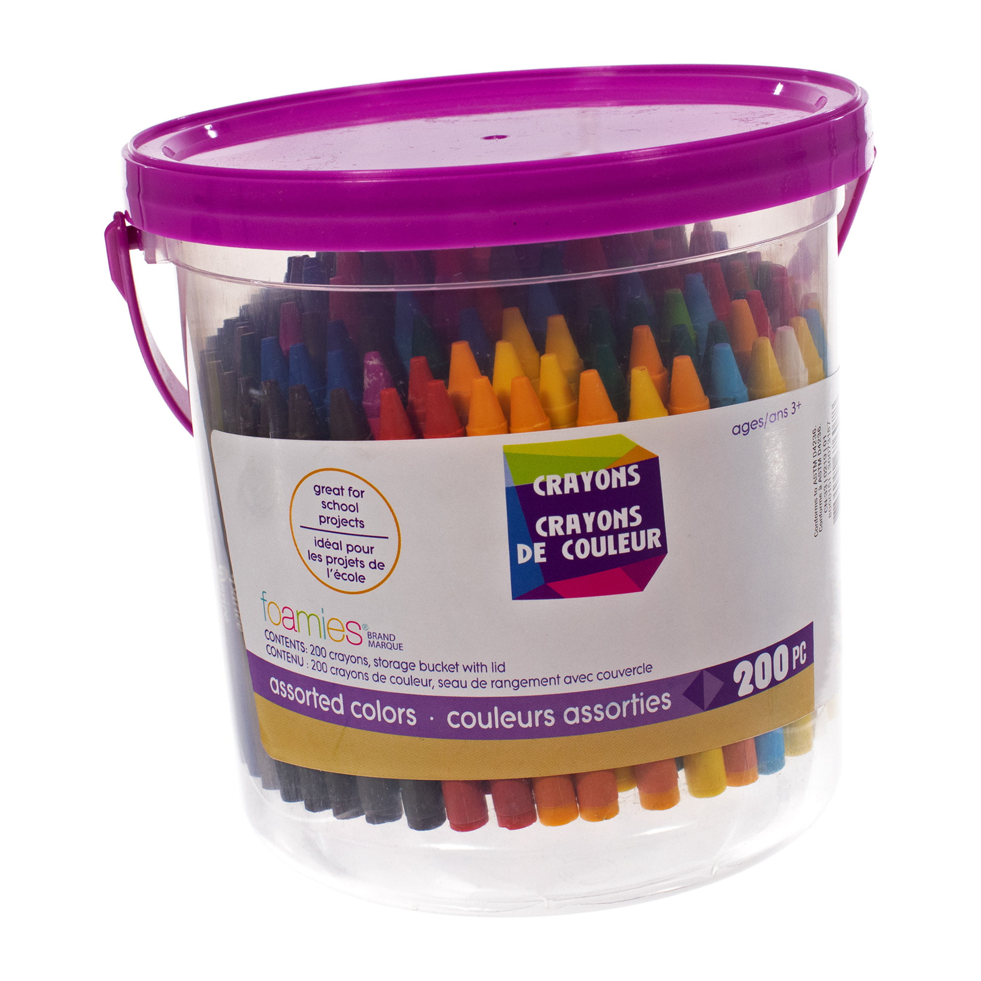 Craft County Crayon Bucket – Assorted Colors – Storage Bucket with Lid –  200 Crayons – Portable – Creative Art Tools 