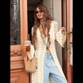 thumbnail image 4 of Vestido Elegante de Punto de Crochet para Mujer, con Botones, Aberturas, para Vacaciones Beige S, 4 of 10