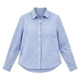 thumbnail image 4 of Plaid Button Down Shirts for Women Helii Loose Fit Tunic Blouse Classic Business Casual Top Collared Office Work Shirt for Fall Winter Layering 2026 New | Blue,2XL, 4 of 5