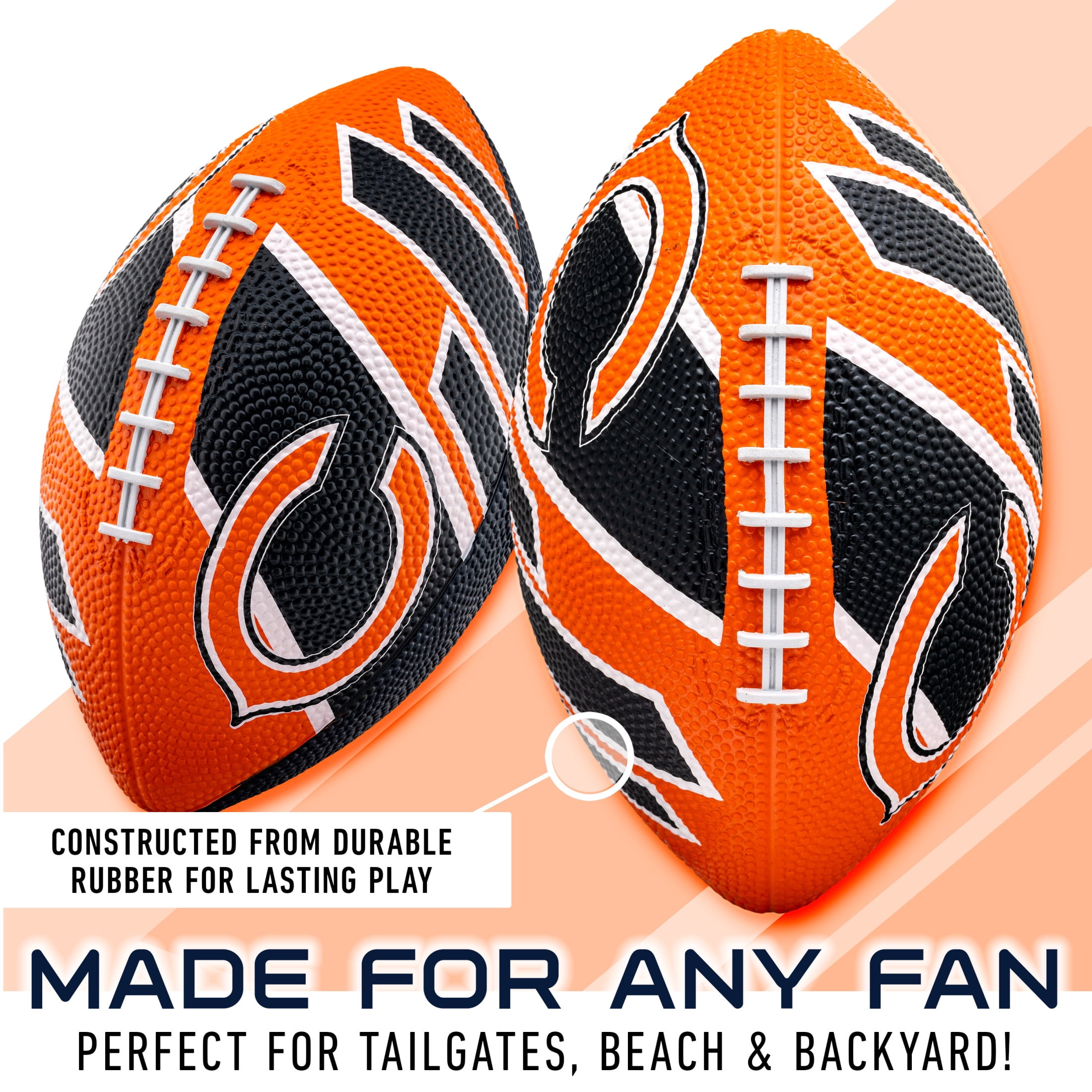 Franklin Sports NFL Chicago Bears Football - Youth Football -  Mini 8.5" Rubber Football - Perfect for Kids - Team Logos and Colors!