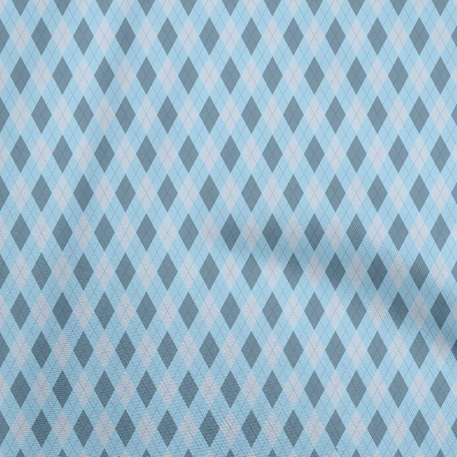 oneOone Rayon Light Blue Fabric Check Argyle Sewing Craft Projects Fabric Prints By Yard 56 Inch Wide