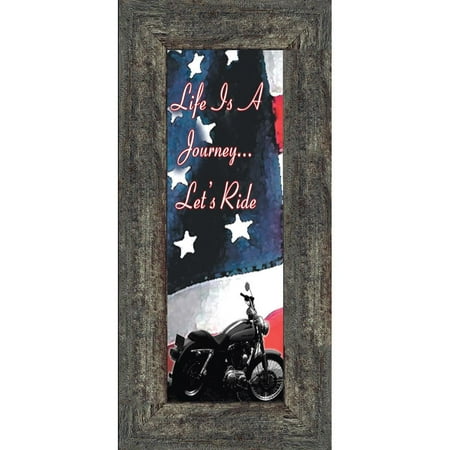 American Flag Photo (Life's a Journey with American Flag, Gifts for Motorcycle Riders, Classical Motorcycle Photo Frame, 6x12,)