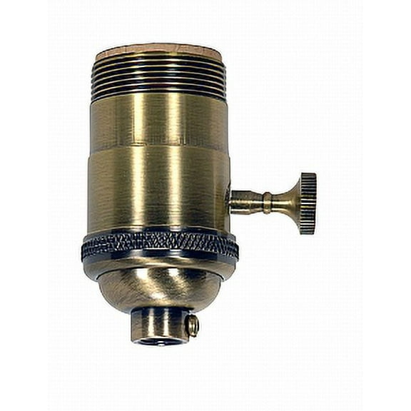 Satco 3 Way (2 Circuit) Turn Knob Socket Regular Antique Brass