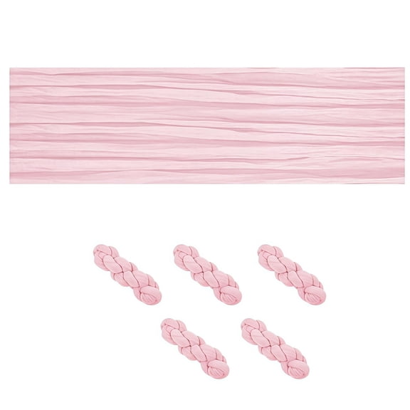 5 Pack Dusty Pink Crinkle Gauze Table Runner, 35.43×118.11" Sheer Table Runner for Wedding Birthday Party Dining Table Decor