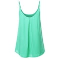 thumbnail image 3 of A2Y Women's Relaxed Fit Wool Dobby Woven Double Layer Spaghetti Cami Pleated Top Blue Mint S, 3 of 6