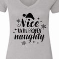 thumbnail image 4 of Inktastic Christmas Nice Until Proven Naughty Women's V-Neck T-Shirt, 4 of 5