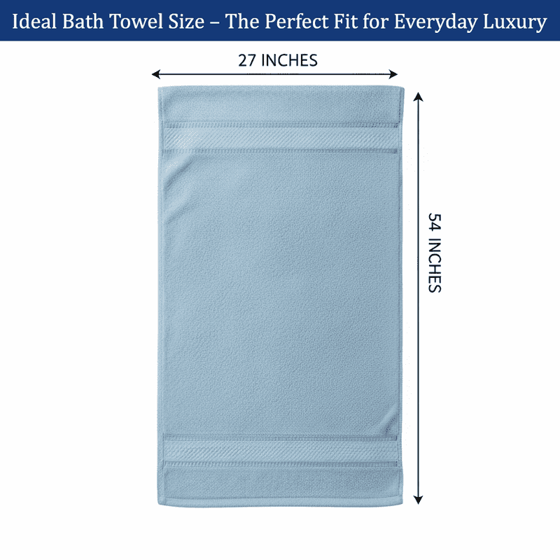SKY BEDDINGS Premium 4-Piece Bath Towel Set - 600 GSM 100% Cotton, Soft, Lightweight & Highly Absorbent Towels for Bathroom, Perfect for Daily Uses - 27 x 54 Inches - Sky Blue