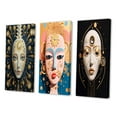 thumbnail image 3 of Designart "Pastel Pink Mask Futuristic Woman I" Woman Sci-Fi Wall Art Set Of 3 - Glam White Gallery Wall Set For Home Decor, 3 of 6