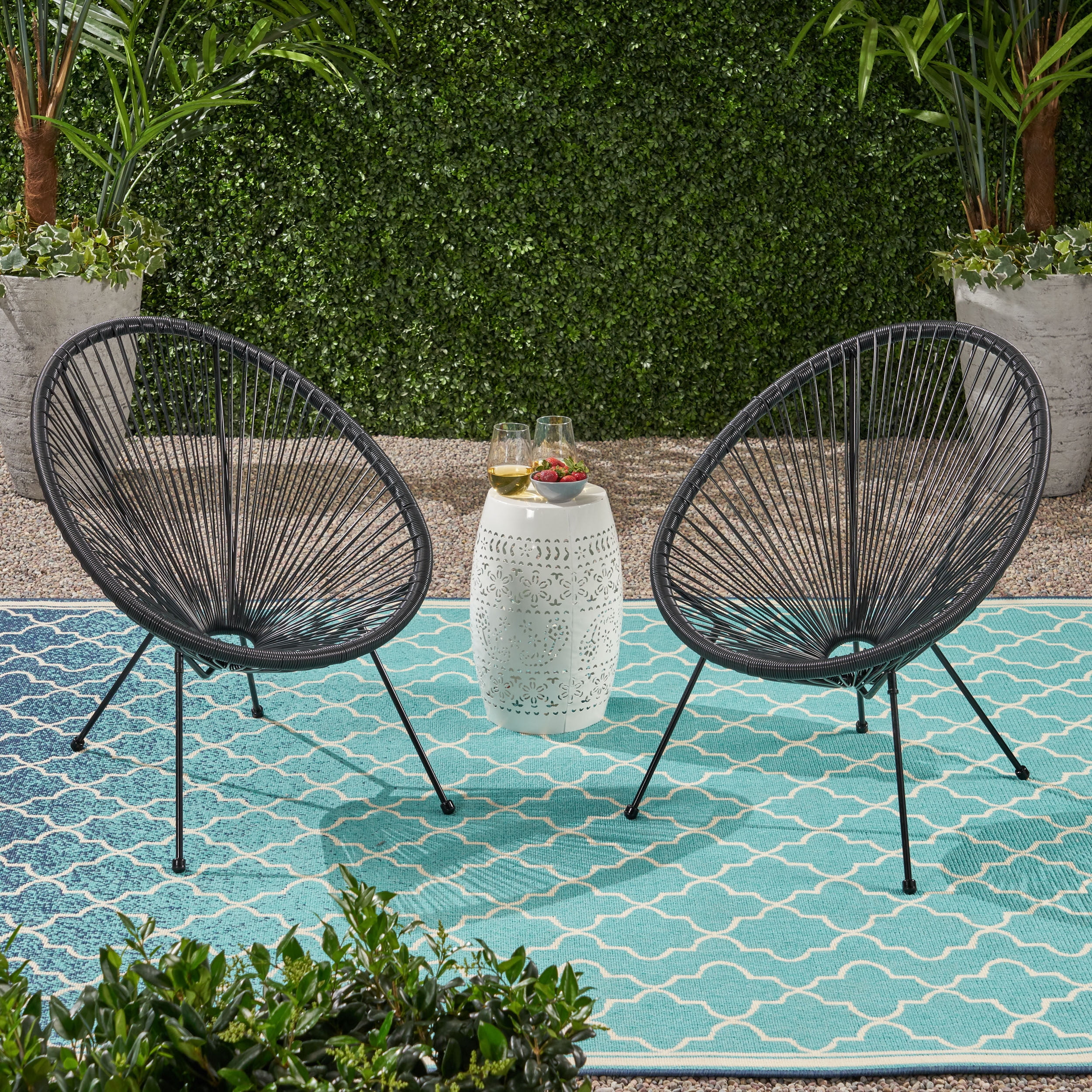 GDF Studio Nusa Outdoor Hammock Weave Chairs Set of 2 Teal and