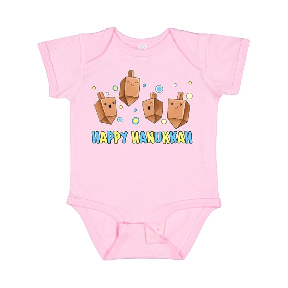Inktastic Happy Hanukkah with Cute Dreidels Boys or Girls Baby Bodysuit