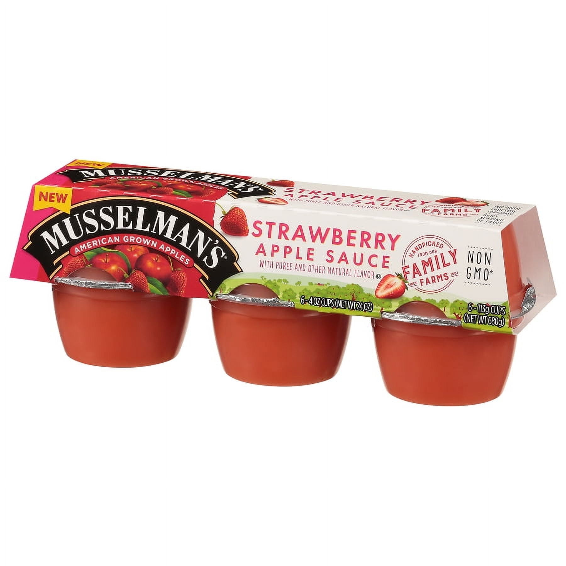 (4 pack) Musselman's Strawberry Applesauce 4oz, 6 count