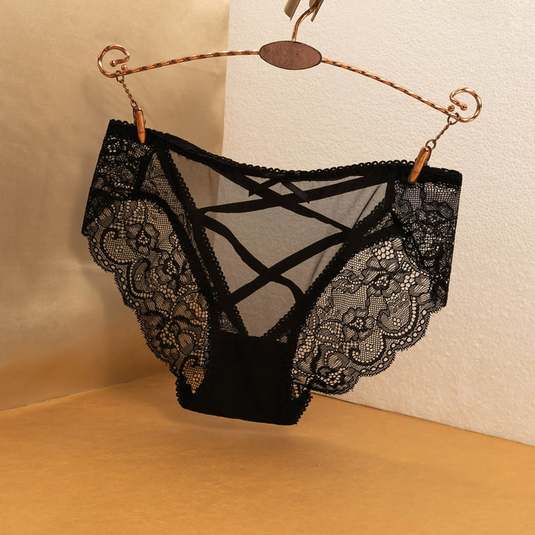 zuwimk Thongs For Women ,Women's Underwear No Panty Line Promise Tactel  Lace Bikini Black,XL 