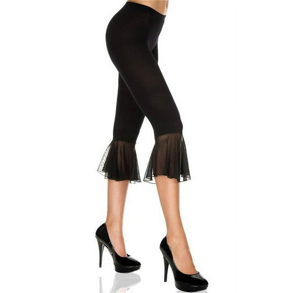 Music Legs 90201-BLACK Bell Bottom Mesh Capri Leggings - Black