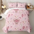 thumbnail image 2 of Manfei Cute Cowgirl Skull Twin Quilt Set 2 Pieces,Western Ribbon Bow Twin Coverlet Set,Light Pink,1 Bedspread and 1 Pillowcase, 2 of 7