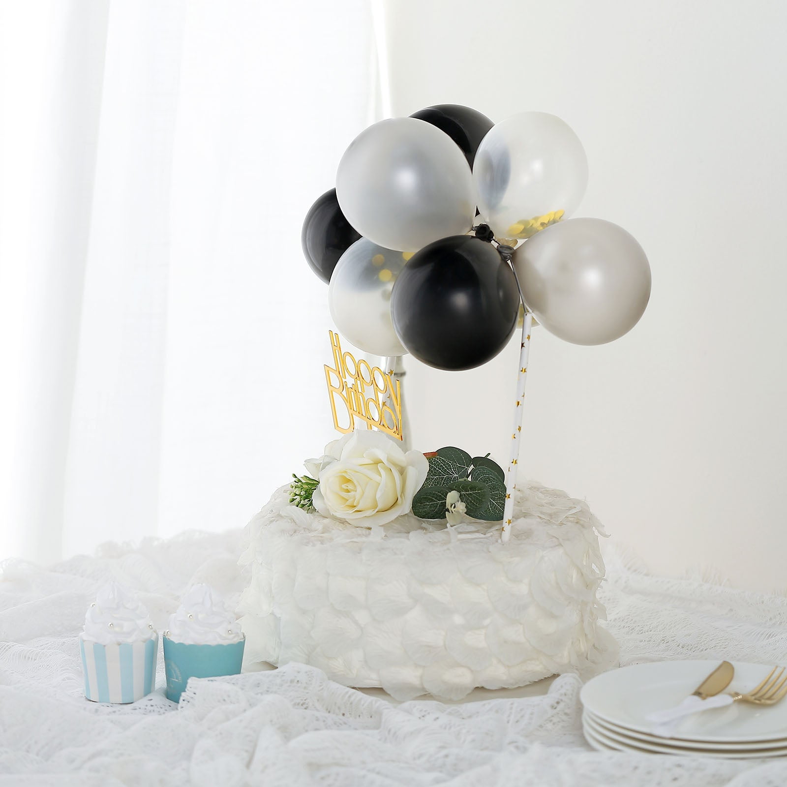  33 pcs Mini Balloon Cake Topper Foam Ball, DaKuan Gold Balls  for Cake Decoration, Cake Ball, Cake Cards, Anniversaries, Graduation  Ceremonies, Cake Decorations, Parties(Black, White, Gold) : Grocery &  Gourmet Food
