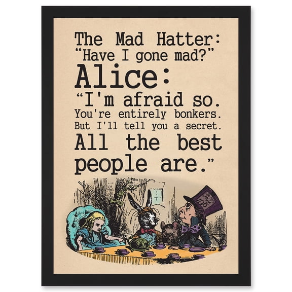 Alice In Wonderland Mad Hatter Tea Party A4 Artwork Framed Wall Art Print