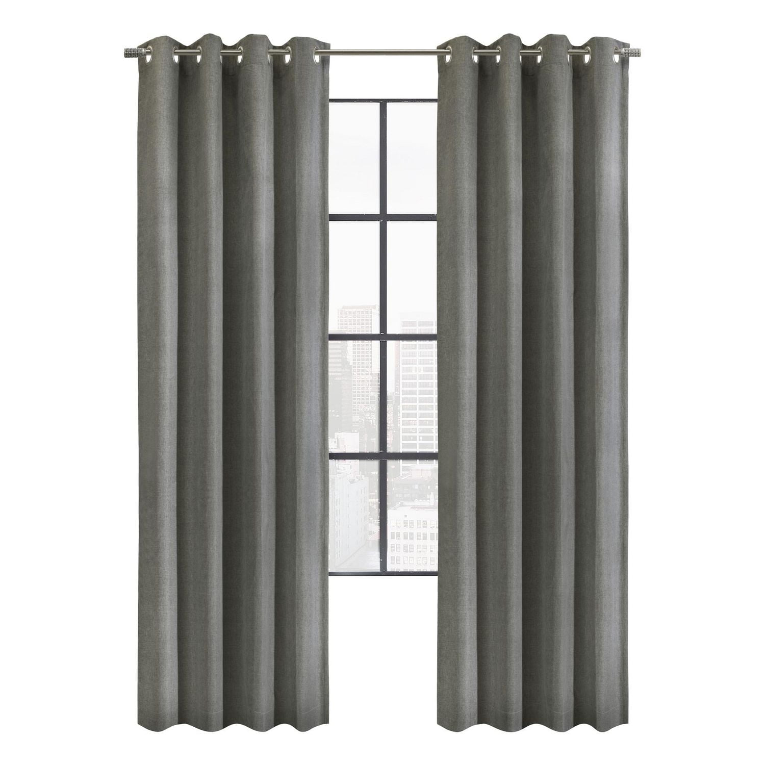 Loft Living Leor Total Blackout Textured Grommet Single Curtain Panel 52" x 84" in Charcoal