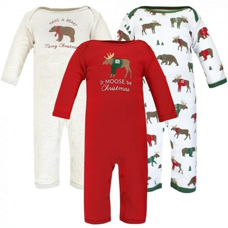 

Hudson Baby Infant Boy Cotton Coveralls Moose Be Christmas 9-12 Months