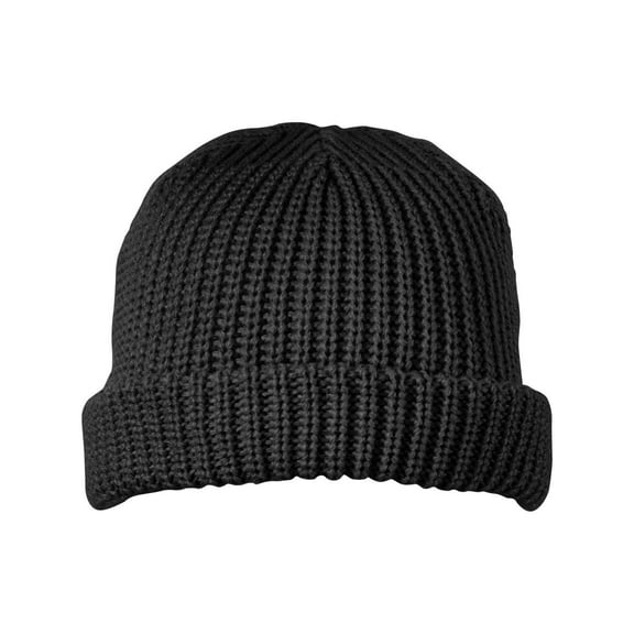 Big Accessories BA698 Dock Cuffed Beanie-Black