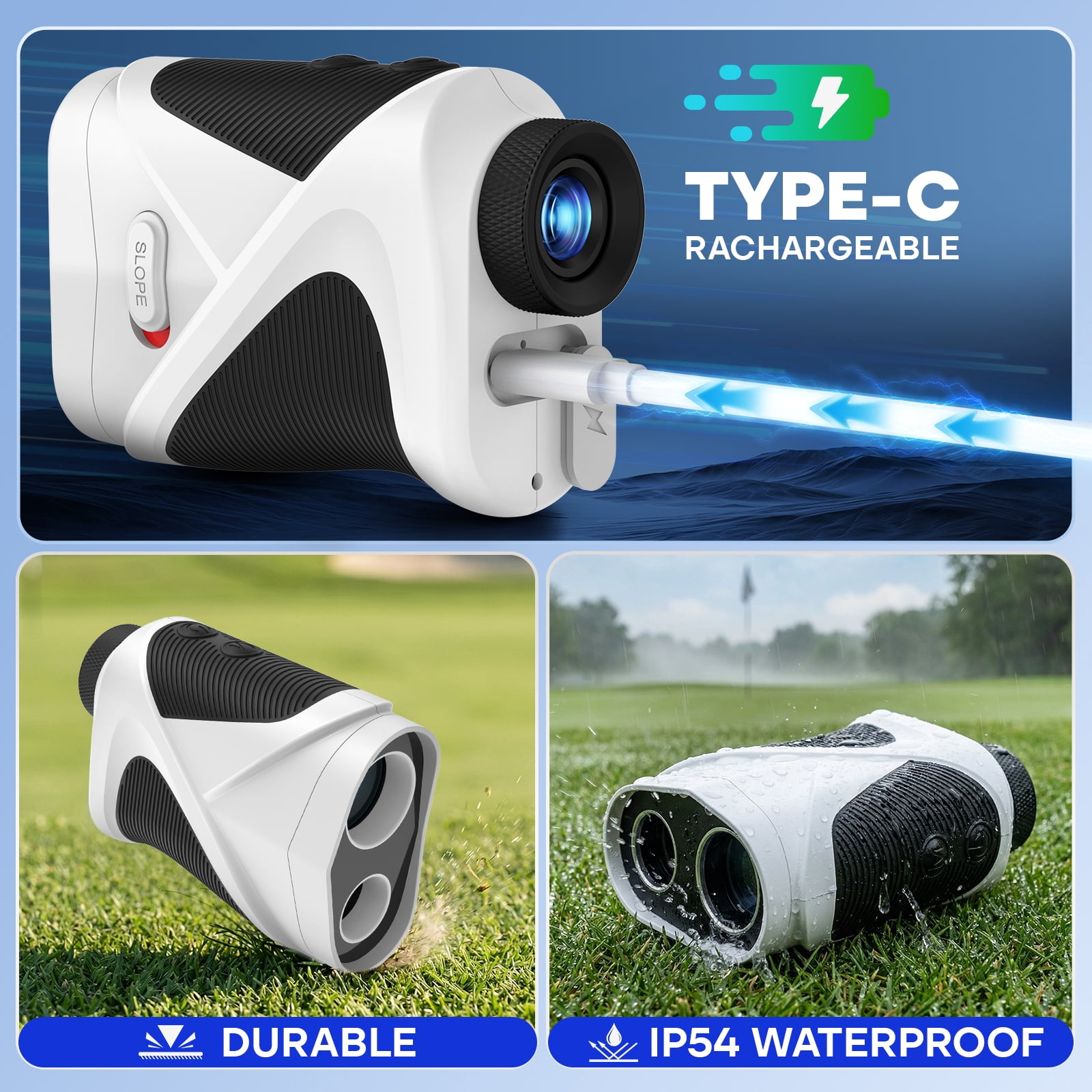 Golf Rangefinder with Slope, 1200 Yards Range Finder for Golf/Huntingm7X Magnification with Flag Pole Locking Vibration, Golf Gifts Pcs