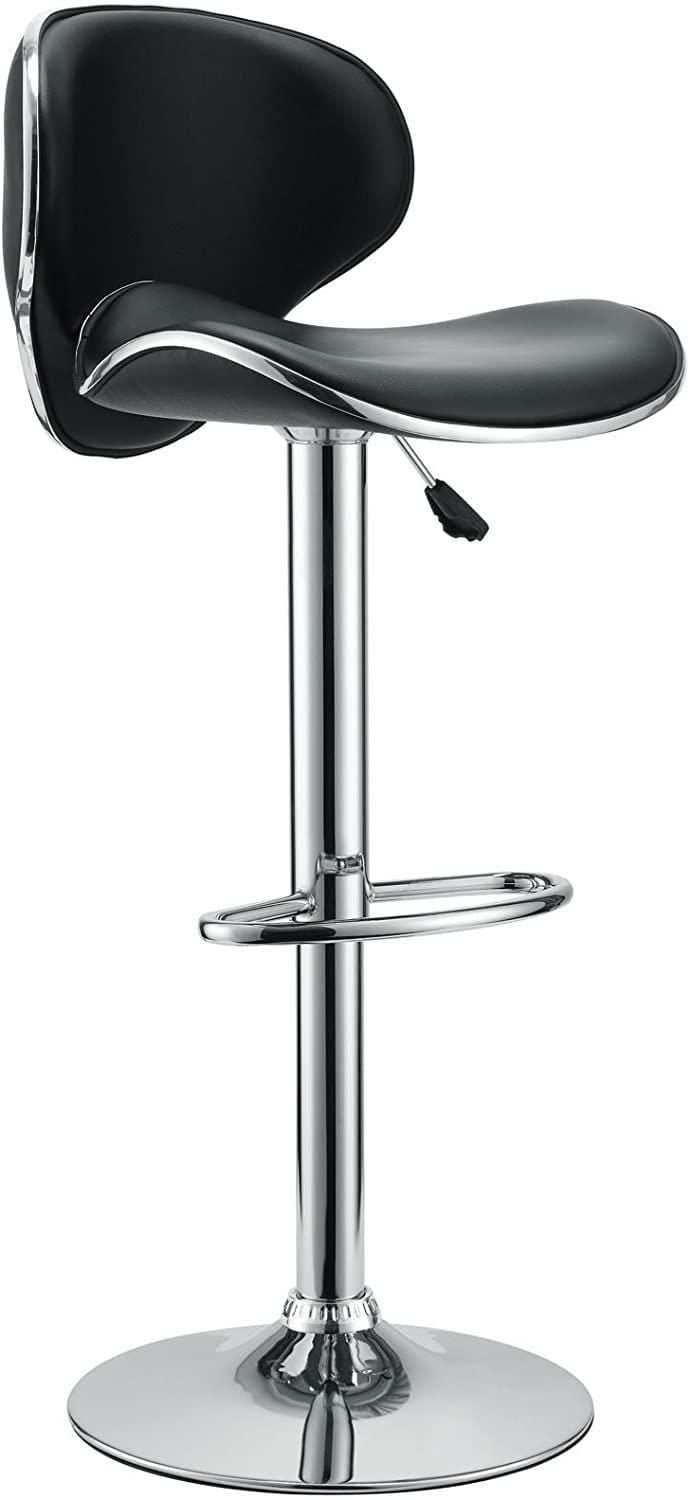 Nicer Furniture Swivel Airlift Adjustable PU Bar Stool in Black