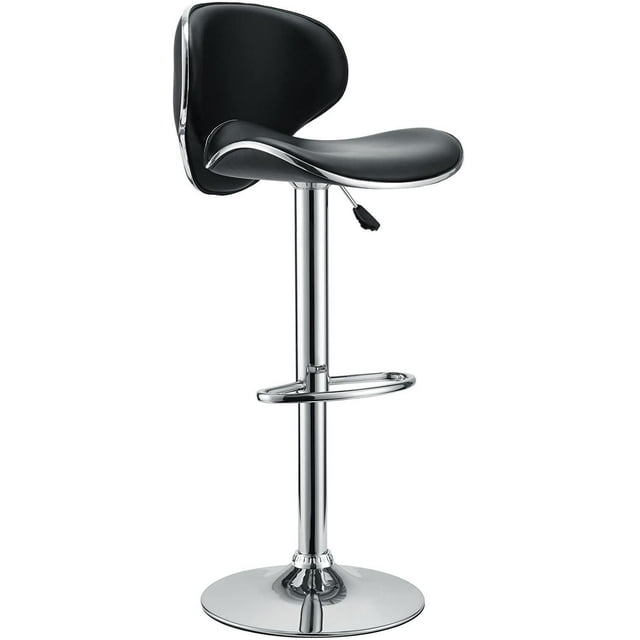 Nicer Furniture Swivel Airlift Adjustable PU Bar Stool in Black