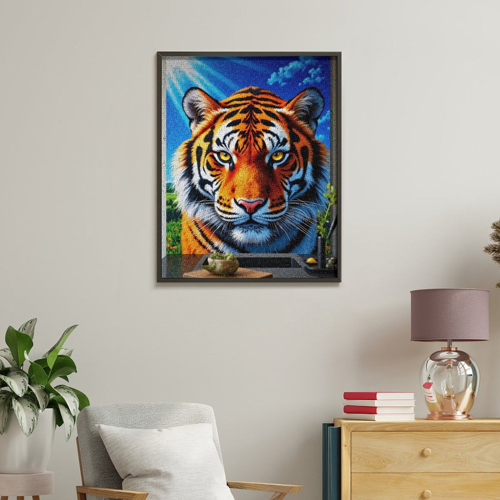 Paint By Numbers Kit for Adults Beginner - Tiger Portrait Bright Day Art DIY Canvas Painting Kits for Adults, Frameless Paint By Number for Adults for Home Wall Decor 16x20 Inch