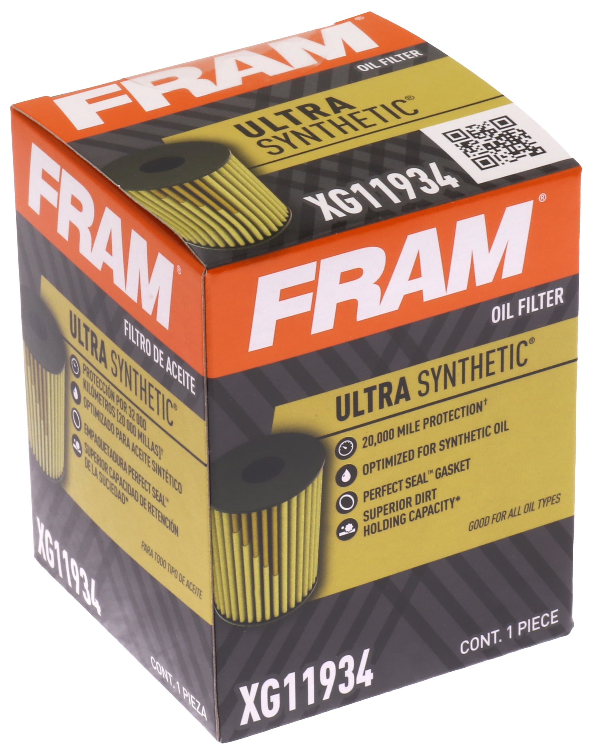 FRAM Ultra Synthetic Oil Filter, XG11934, 20K mile Filter for Select Genesis, Hyundai, Kia Vehicles