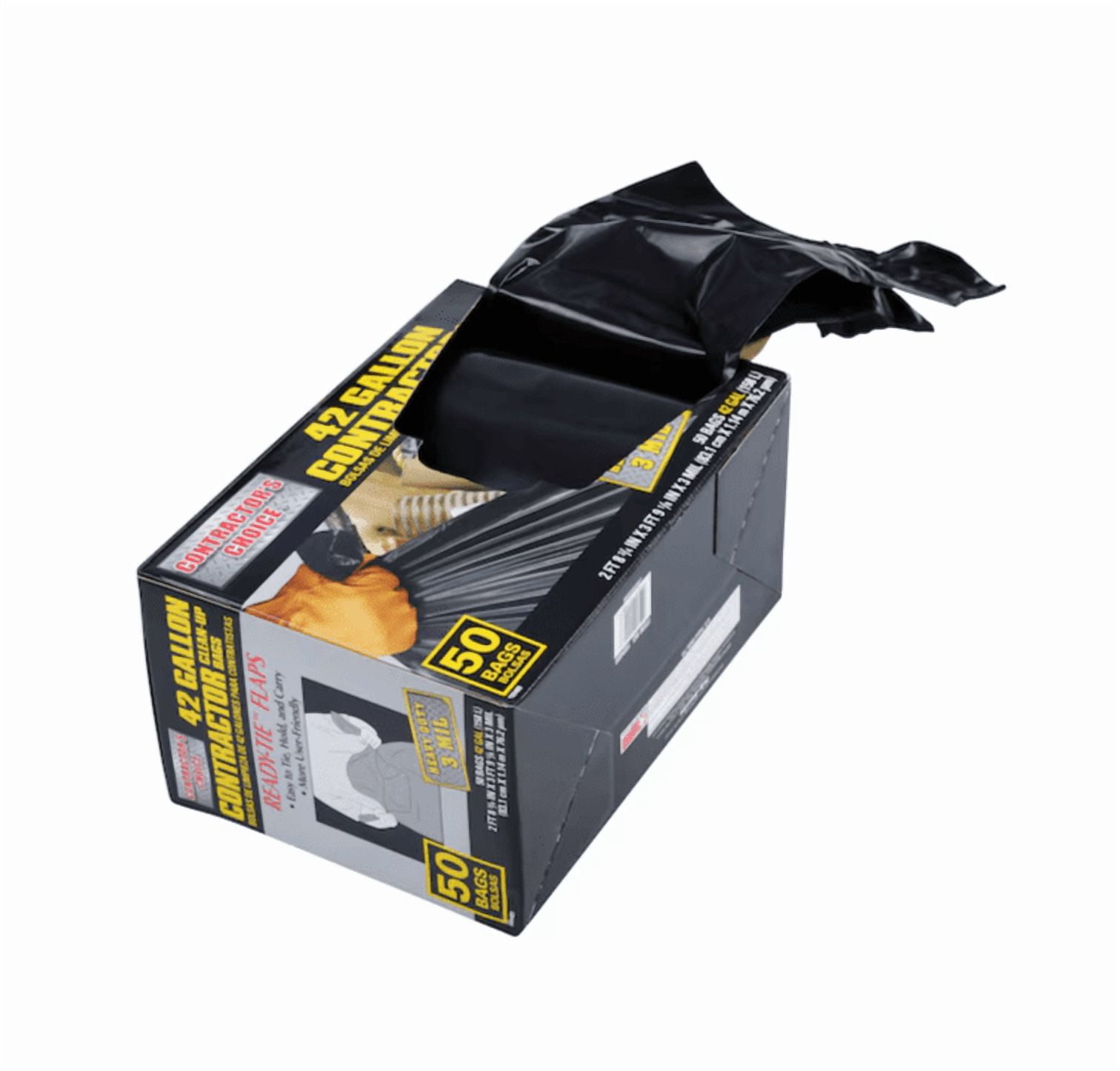 contractor's choice 50-count 42-gallon outdoor construction trash bags