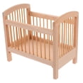 thumbnail image 5 of SHOWERORO Mini Crib Bed for Dollhouse 1 Set Wood Doll House Furniture Khaki 4.32X2.75X3.73in, 5 of 8