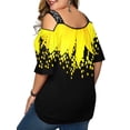 thumbnail image 4 of LilyLLL Womens Plus Size Short Sleeve Cold Shoulder Printed Tunic Blouse Tops, 4 of 4