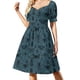 thumbnail image 2 of Estampado de insectos. Azul marino 2. Vestido de manga corta, vestido de lujo, vestidos de fiesta., 2 of 7